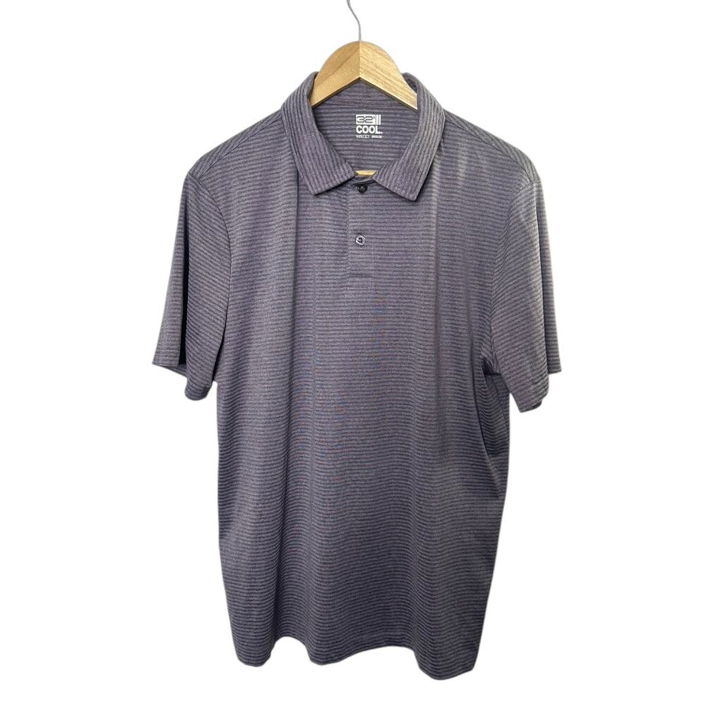 32 Degrees Cool Purple Stripe Short Sleeve Polo Shirt Men's Size Large